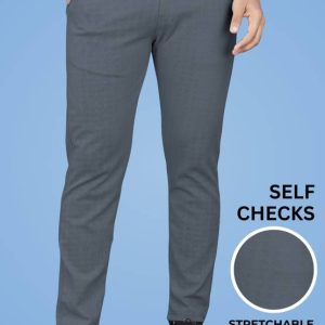 Men Regular Fit Grey Cotton Blend Trousers